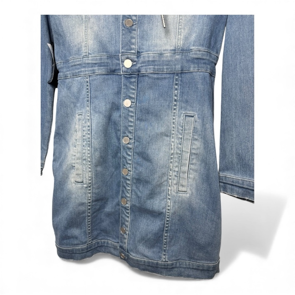bebe NWT 3-in-1 Denim Trench Coat w/ Removable Hoodie Small - Picture 7 of 16